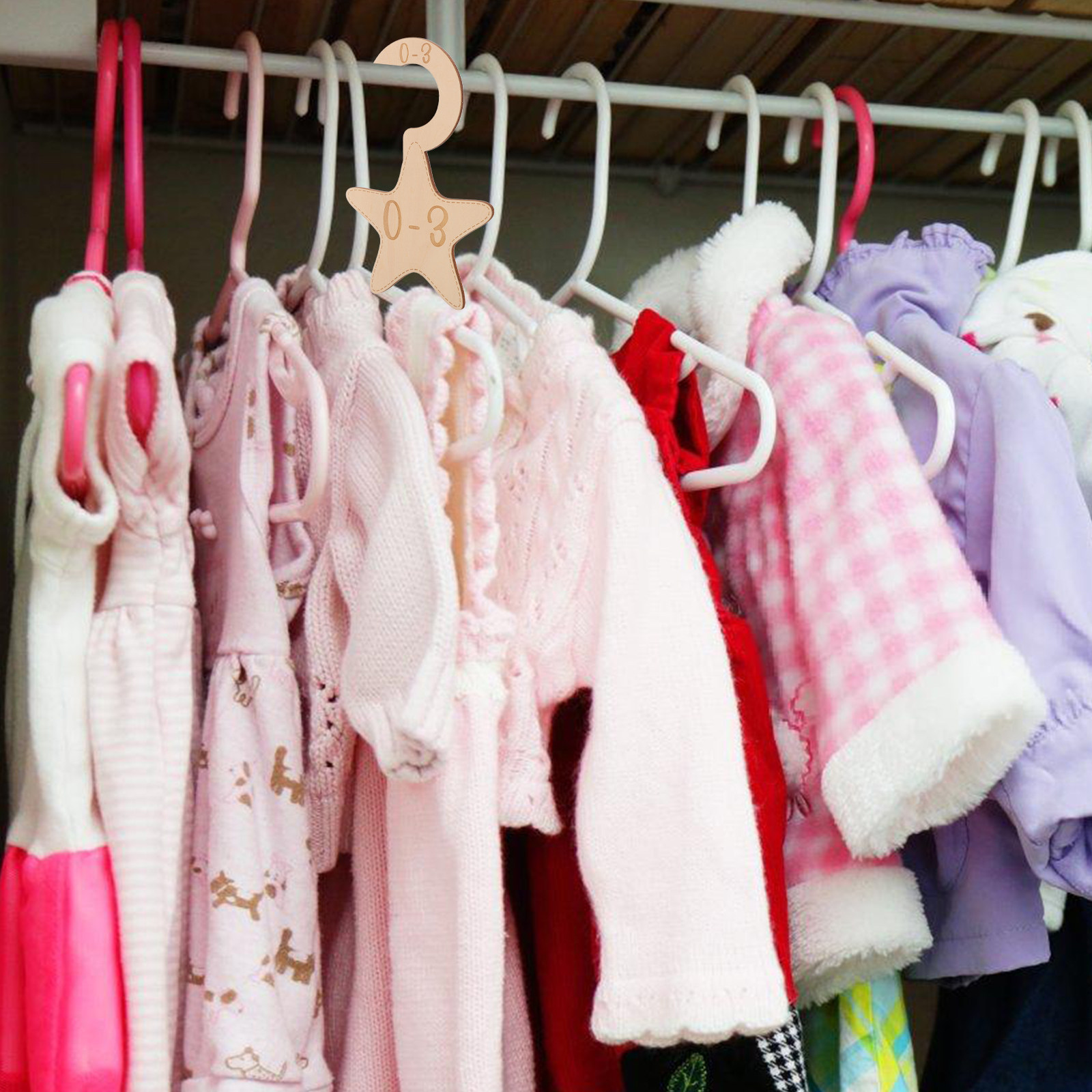 Baby Clothing Dividers - 7-delige babykleding kastverdeler van hout, maatverdeler